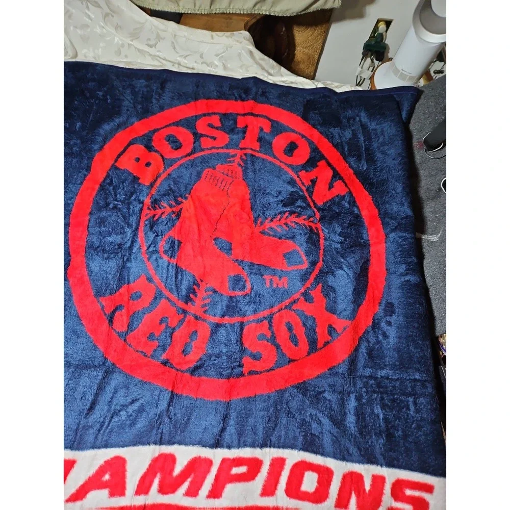 Boston Red Sox Plush Blanket World Series Champs 2004 Throw Fuzzy 60x50 Vintage